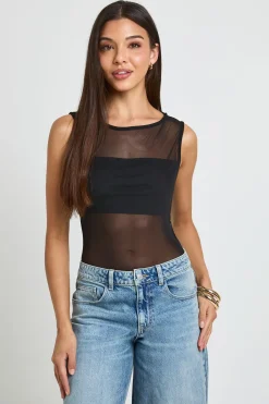 Body Sans Manches En Mesh Transparent À Panneaux