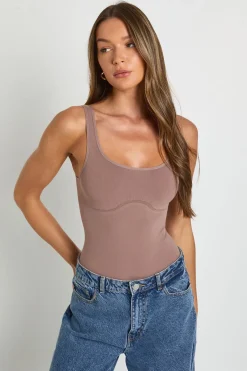 boohoo Body sans manches sans coutures à col échancré<Femme Tops