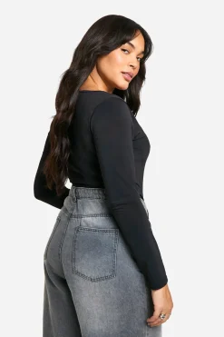 Bodysuit Boohoo Basics Plus Double Layer Slinky à col carré