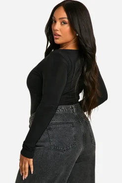 Bodysuit Boohoo Basics Plus Double Couche Slinky Scoop