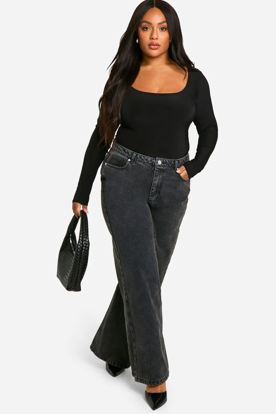 Bodysuit Boohoo Basics Plus Double Couche Slinky Scoop
