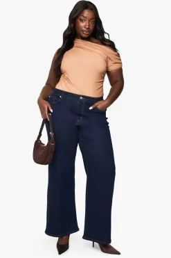 boohoo BODY-SUIT EN MAILLE SUPERPOSÉE À RUCHES (GRANDES TAILLES)<Femme Tops