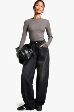 Bodysuit à manches longues à col rond Boohoo Basics, lot de 2