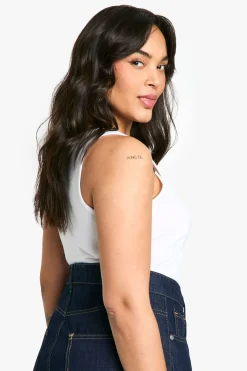 Bodysuit sans manches en coton à col échancré Boohoo Basics Plus