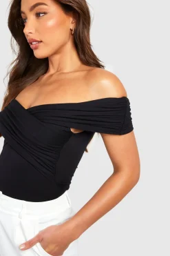 boohoo Bodytailleur Bardot Long à Détails Froncés<Femme Tops