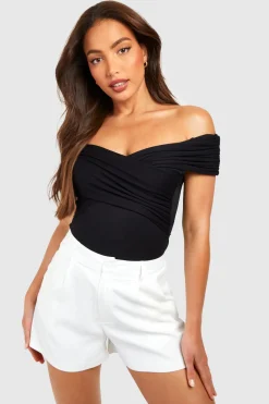 boohoo Bodytailleur Bardot Long à Détails Froncés<Femme Tops