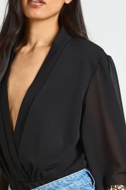 boohoo Body Tall Cache-cœur À Manches En Mousseline<Femme Tops