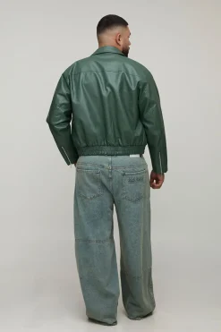 Bomber à col en synthétique, coupe boxy, avec détails de fermeture éclair