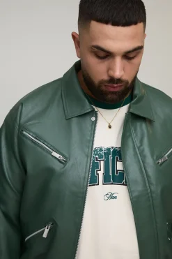 Bomber à col en synthétique, coupe boxy, avec détails de fermeture éclair
