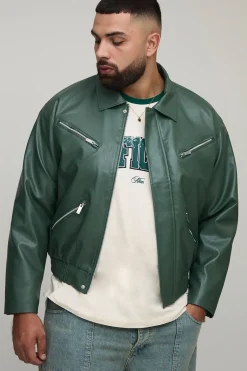 Bomber à col en synthétique, coupe boxy, avec détails de fermeture éclair