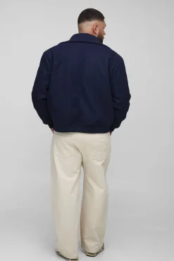 boohooMAN Bomber effet laine à col tricoté et fermeture éclair Plus<Homme Tout Afficher|Manteaux Et Vestes