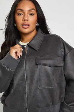 Bomber en suédé synthétique grande taille