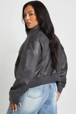 Bomber en suédé synthétique grande taille