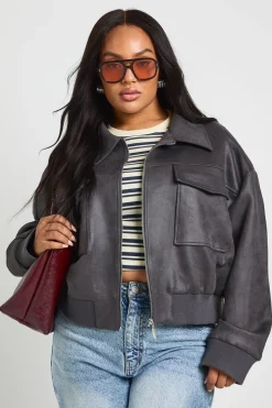Bomber en suédé synthétique grande taille