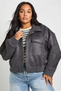 Bomber en suédé synthétique grande taille