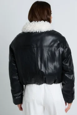 boohoo Bomber en synthétique avec col en synthétique<Femme Vestes & Manteaux|Bombers