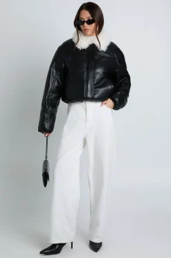 boohoo Bomber en synthétique avec col en synthétique<Femme Vestes & Manteaux|Bombers