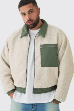 Bomber Jacket Boxy Borg Plus et bomber jacket à col en nylon en écru