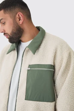 Bomber Jacket Boxy Borg Plus et bomber jacket à col en nylon en écru