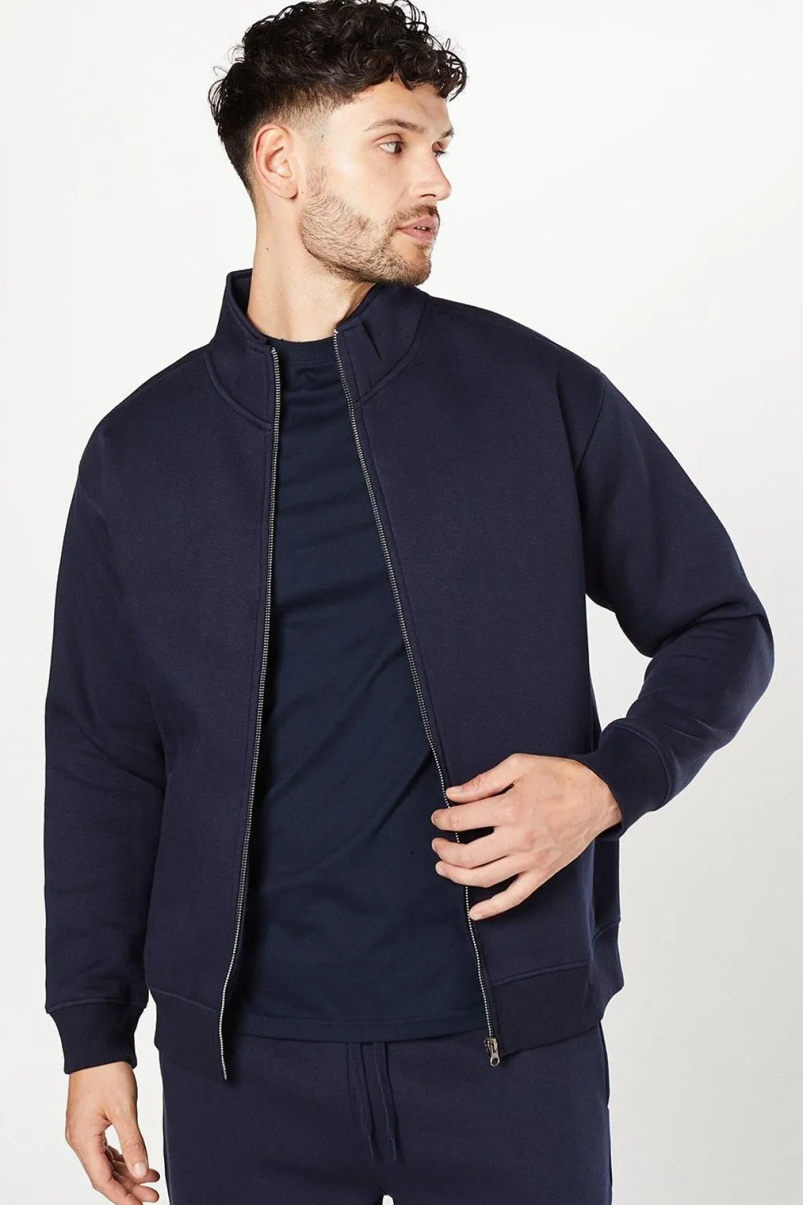 Bomber Jersey à Fermeture Éclair