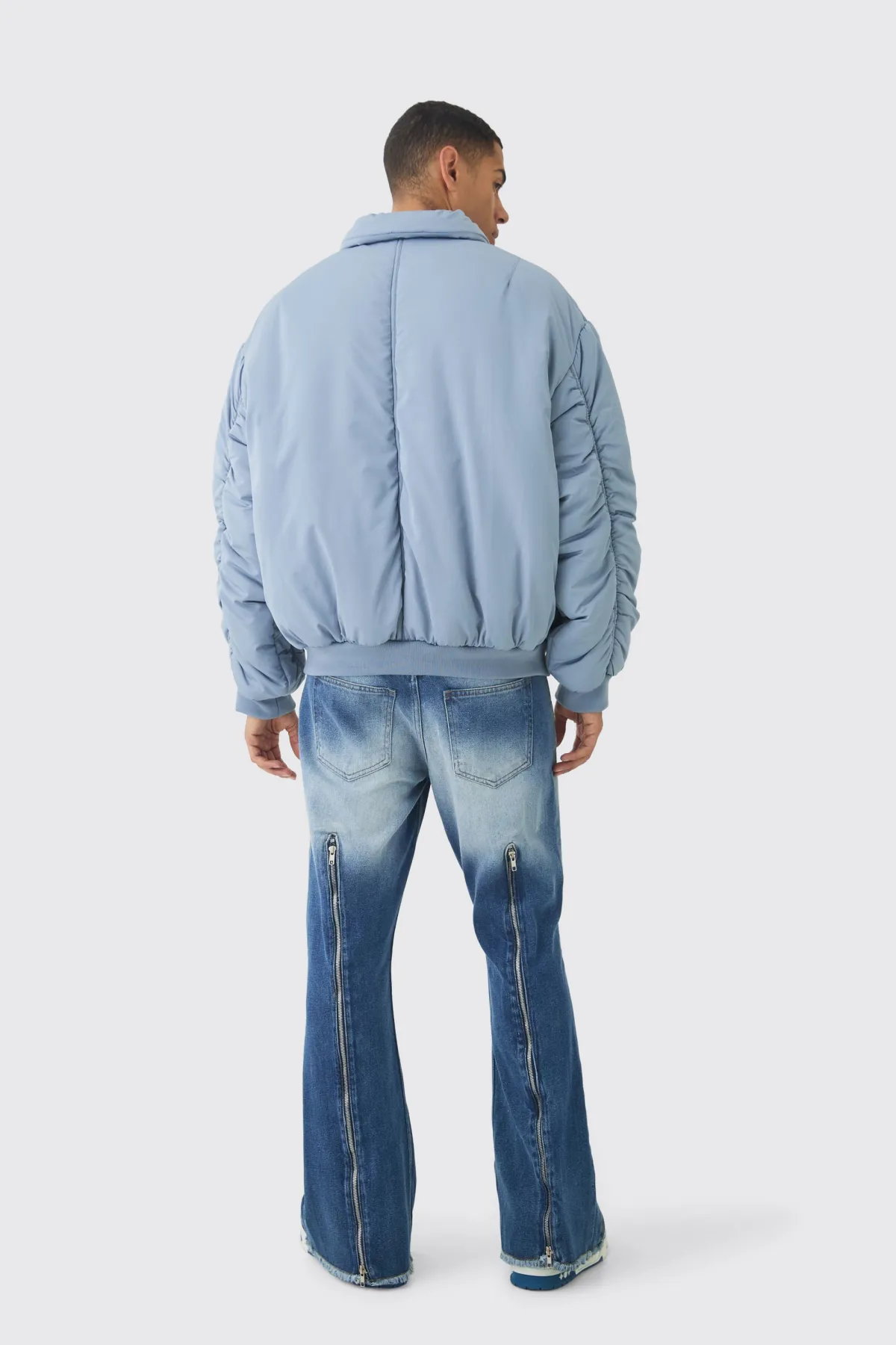 boohooMAN Bomber oversize en ardoise<Homme Manteaux Et Vestes