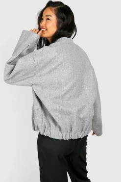 boohoo Bomber oversize en laine<Femme Vestes & Manteaux|Bombers