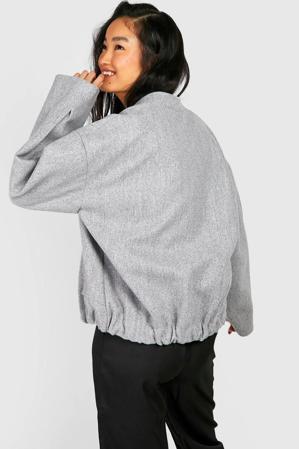boohoo Bomber oversize en laine<Femme Vestes & Manteaux|Bombers
