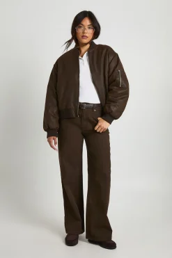 Bomber oversize en synthétique au look vintage