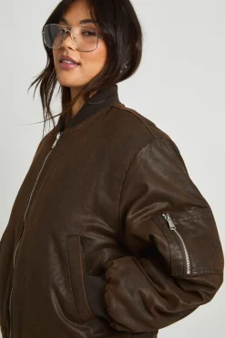 Bomber oversize en synthétique au look vintage