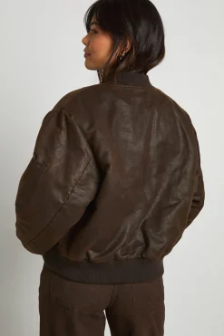 Bomber oversize en synthétique au look vintage