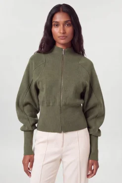 KarenMillen Bomber Tricoté À Manches Longues Avec Détails Côtelés Aspect Laine<Femme Manteaux Et Vestes D’Automne|Vestes & Manteaux