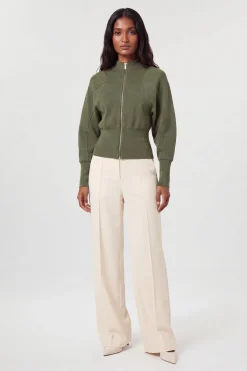 KarenMillen Bomber Tricoté À Manches Longues Avec Détails Côtelés Aspect Laine<Femme Manteaux Et Vestes D’Automne|Vestes & Manteaux