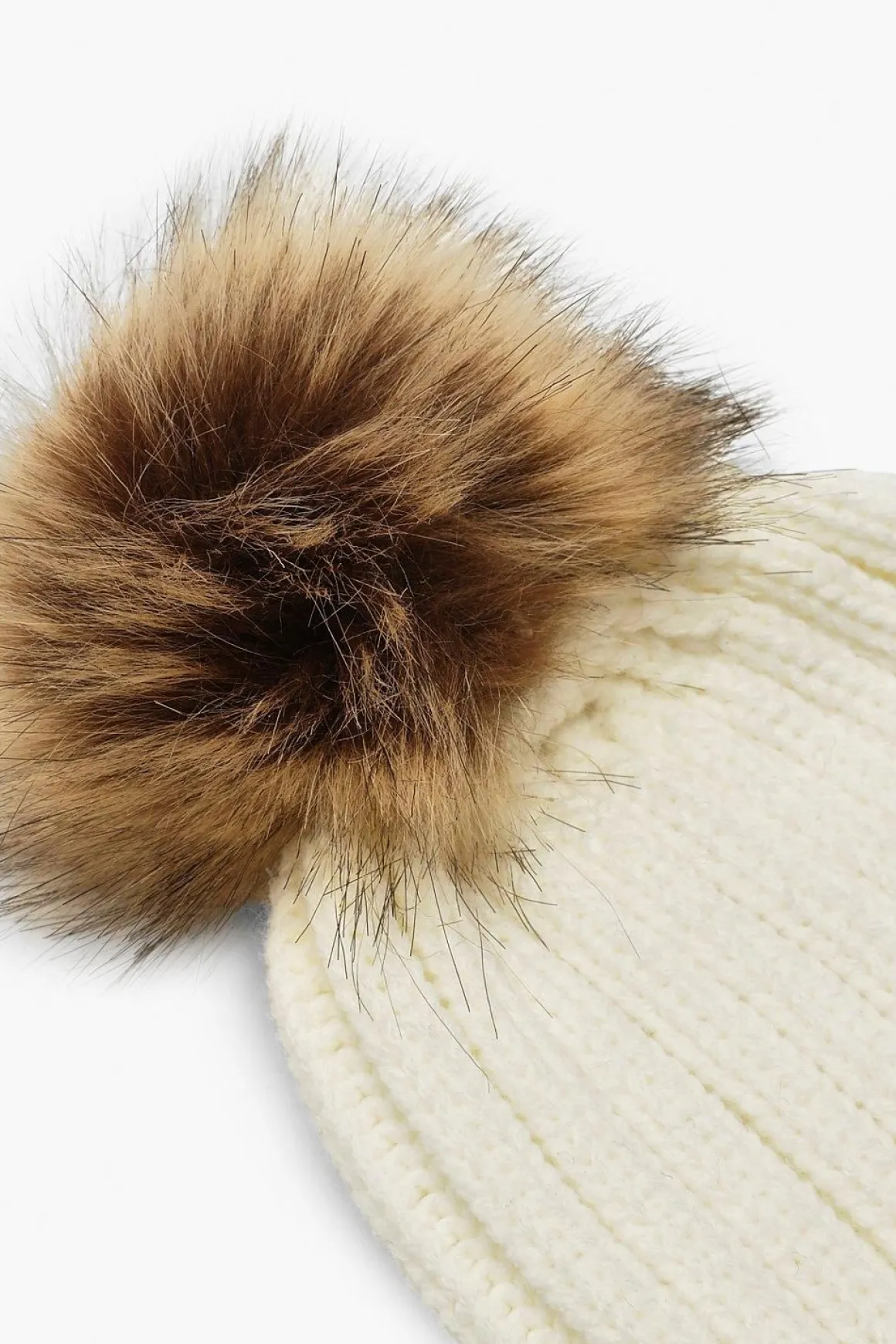 Bonnet côtelé à pompon en synthétique