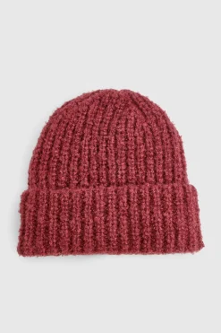Bonnet en maille douce bordeaux