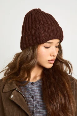 Bonnet en maille douce chocolat