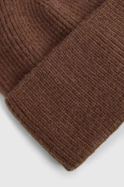 Bonnet en Tricot Côtelé Chocolat