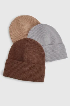 Bonnet Tricoté Côtelé Gris Clair