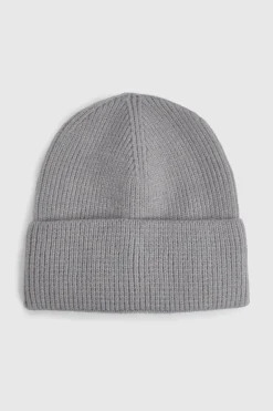 Bonnet Tricoté Côtelé Gris Clair