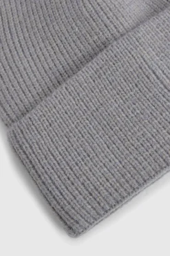 Bonnet Tricoté Côtelé Gris Clair