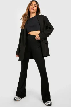 boohoo Basic Pantalon Taille Haute Ajusté et Évasé<Femme Pantalons|Basiques