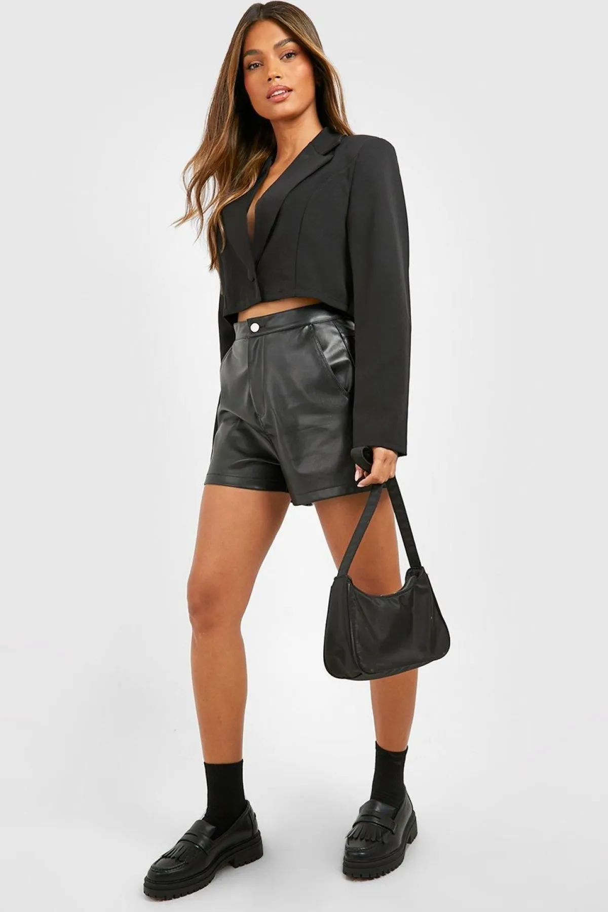 boohoo Basics Blazer Court Bouton Unique Tissé<Femme Blazers|Vestes & Manteaux