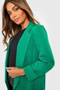Boohoo Basics Blazer en Tissu Tissé à Manchette Tournante, Coupe Décontractée