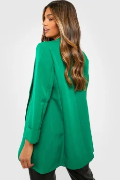 Boohoo Basics Blazer en Tissu Tissé à Manchette Tournante, Coupe Décontractée