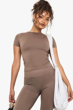 Boohoo Basics Haut à manches courtes en côtes sans couture