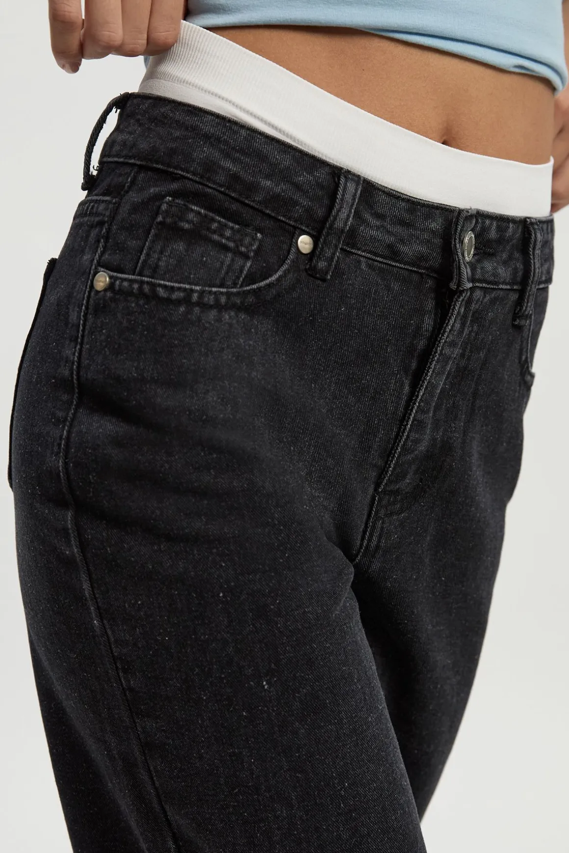Boohoo Basics Jean Boyfriend Taille Haute