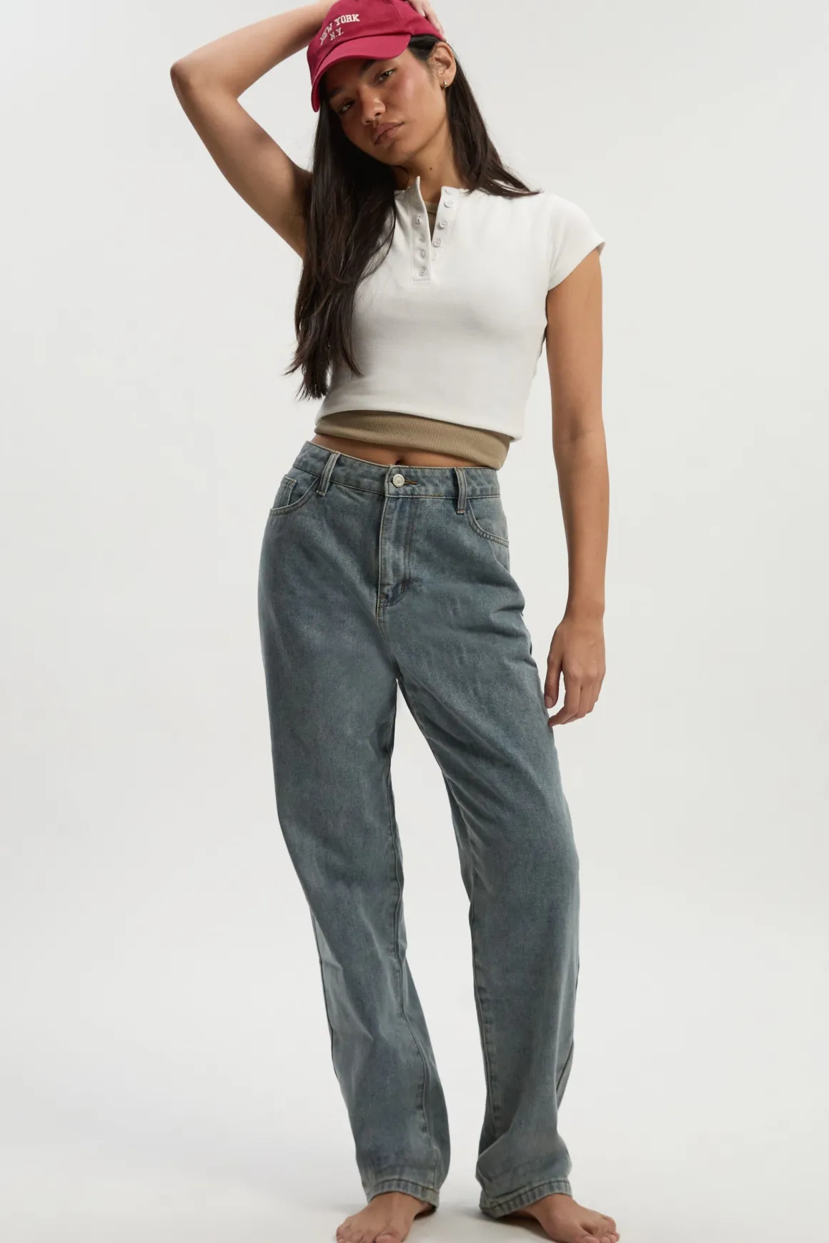 Boohoo Basics Jean droit taille haute