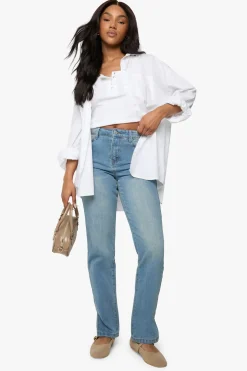 Boohoo Basics Jeans Droits à Ourlet Fendu