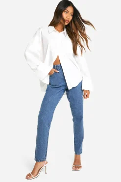 Boohoo Basics Jeans Mom Slim Fit Taille Haute 32 pouces