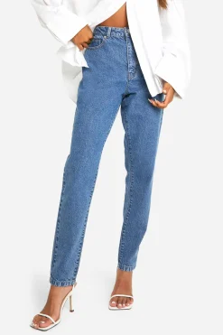 Boohoo Basics Jeans Mom Slim Fit Taille Haute 32 pouces
