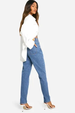 Boohoo Basics Jeans Mom Slim Fit Taille Haute 32 pouces